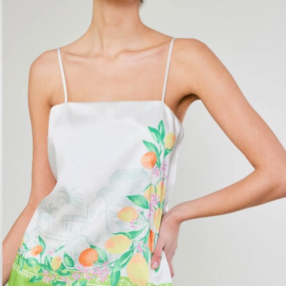 NEW! $85 CURRENT AIR Tuscan Citrus Cami AMALFI Green Lemon Garden M 8 10 - Picture 3 of 7